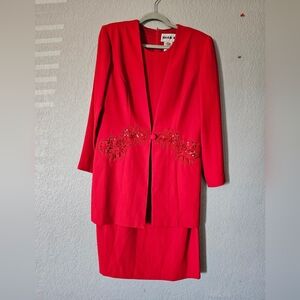 Studio I Red Dress Jacket Set Size 12